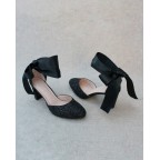 Black Rock Glitter Heels with SATIN TIE