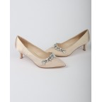 Champagne Satin Heels with Rhinestone