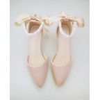 Champagne Satin Pointy Toe Low Heels