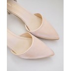 Champagne Satin Pointy Toe Low Heels