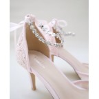 Dusty Pink Crochet Lace Pointy Toe Heels