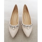 Soft Blush Satin Heels with RHINESTONE