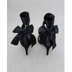 Black Satin Heels with SATIN TIE