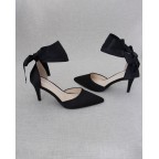 Black Satin Heels with SATIN TIE