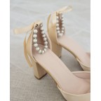 Champagne Satin with Pearls  Heels