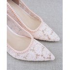 Dusty Pink Crochet Heels with Mini Pearl